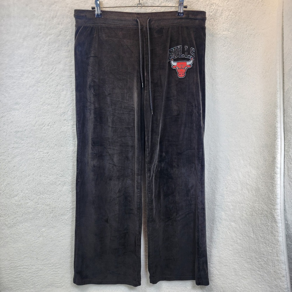 NBA Chicago Bulls Velour Jogger Pants Women XL Embroidered Lounge Sweat Cozy y2k
